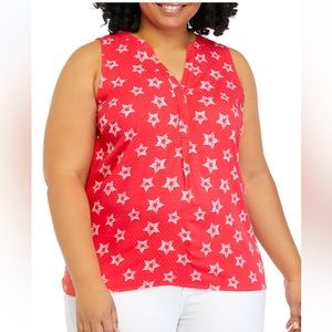Plus Size Printed Sleeveless Peasant
Top coral star